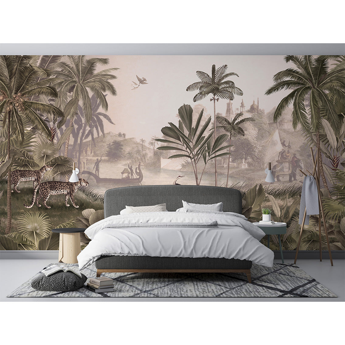 はがせるミューラル壁紙 のりなし Sir Edward Leopard Landscape Sepia W13376