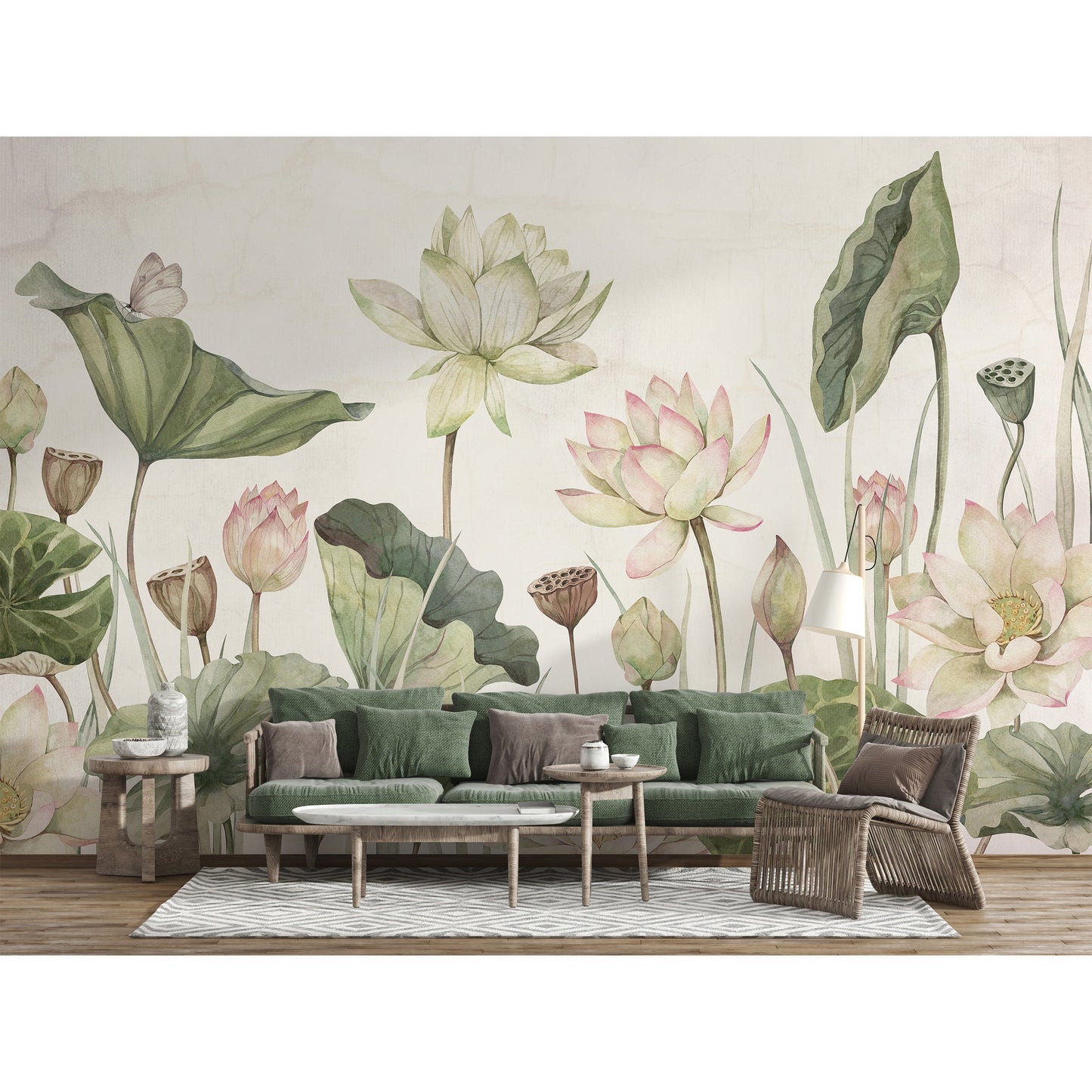 はがせるミューラル壁紙 のりなし Sir Edward Lovely Water Lilies W13377