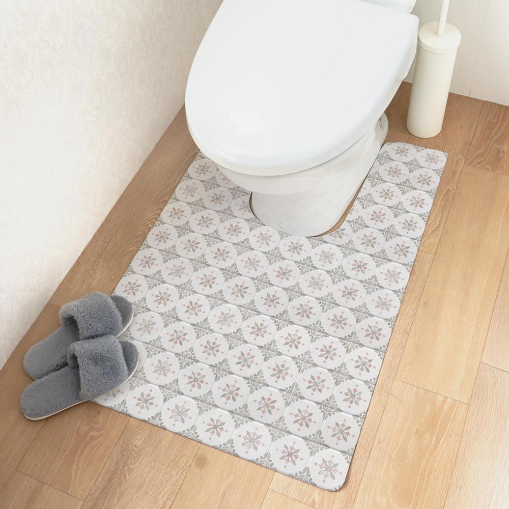 拭けるトイレマット ロングタイプ 60cm×91cm オーアタイル/ローズクオーツ