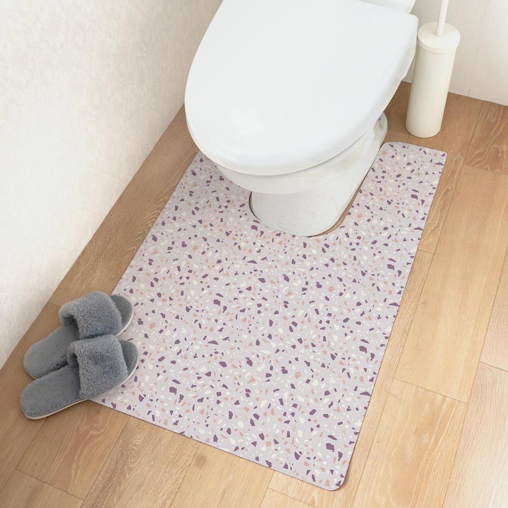 拭けるトイレマット ロングタイプ 60cm×91cm ロッシュテラゾー/カシス