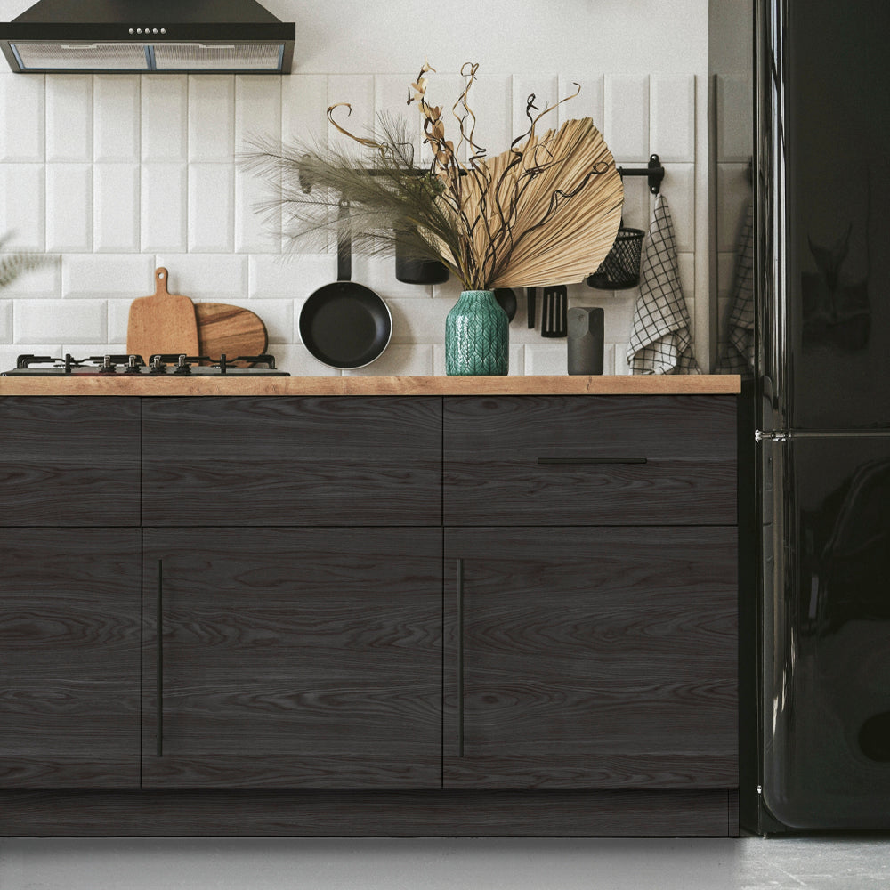 貼ってはがせる シール壁紙 「Hatte me! (ハッテミー)」 リメイクシート ウッド 板目  (65cm×1mサイズ)  TMMN-04 / モノトーン/Black