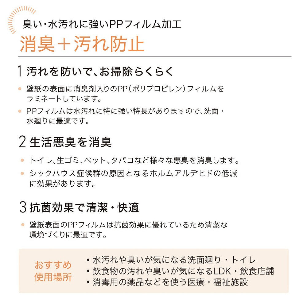 生のり付き【10mパック】国産壁紙 クロス / リリカラ / 消臭タイプ LV-2595