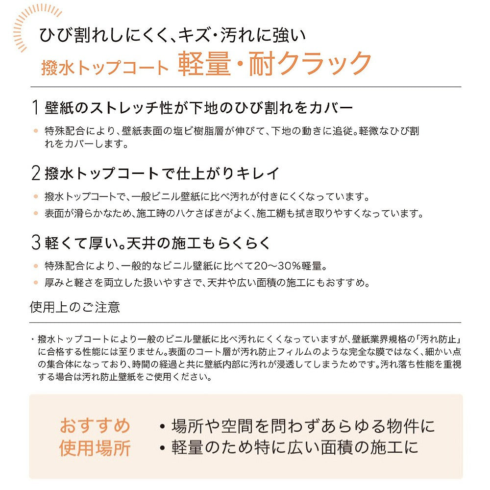 生のり付き【30mパック】国産壁紙 クロス / リリカラ / 傷防止におすすめ LV-2500