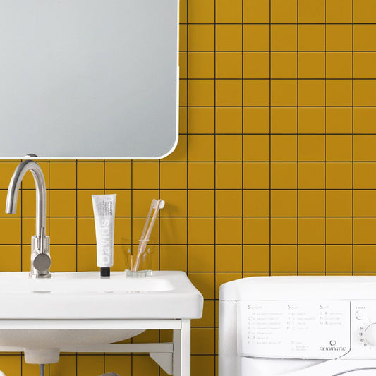 貼ってはがせる シール壁紙 「Hatte me! （ハッテミー）」 リメイクシート WALLN カラースクエアタイル （65cm×2.6mサイズ） CSQT-05 / イエロー