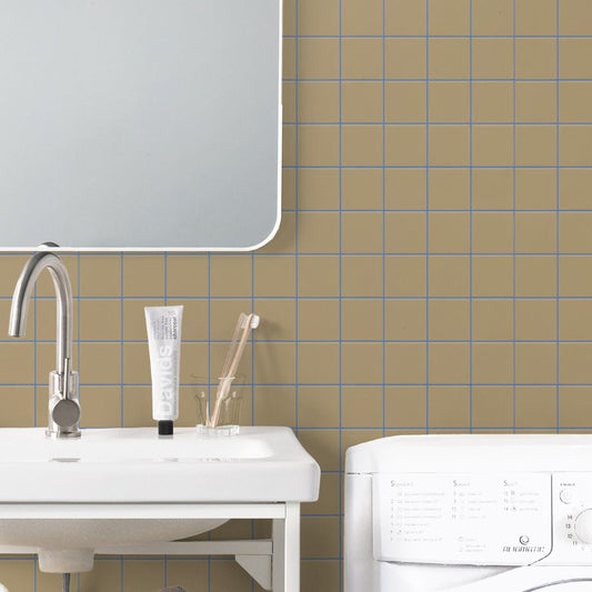貼ってはがせる シール壁紙 「Hatte me! （ハッテミー）」 リメイクシート WALLN カラースクエアタイル （65cm×2.6mサイズ） CSQT-15 / グレージュ×ブルー