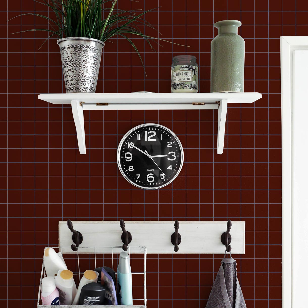 カラースクエアタイル/ボルドー×ブルー