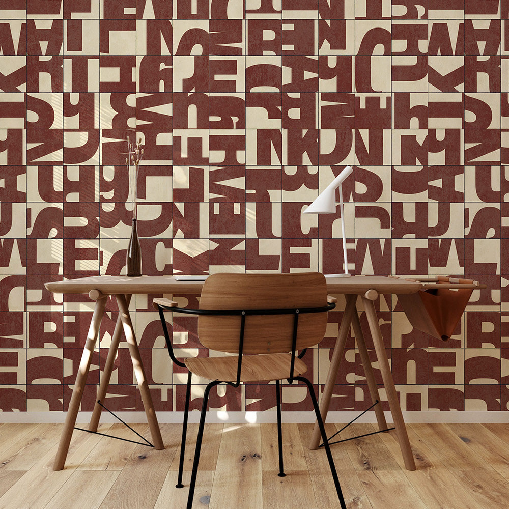 貼りやすいフリース壁紙（のりなし） WALLN レターブロック (49cm×2.5mサイズ) NKH-LB01