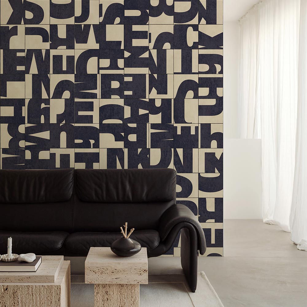 貼りやすいフリース壁紙（のりなし） WALLN レターブロック (49cm×2.5mサイズ) NKH-LB02