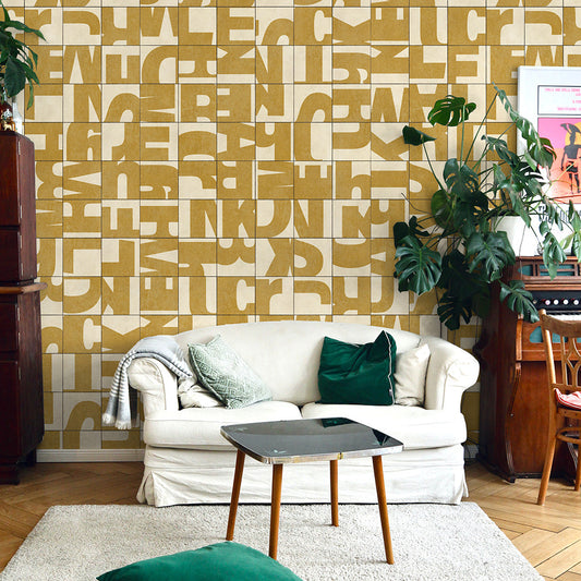 貼りやすいフリース壁紙（のりなし） WALLN レターブロック (49cm×2.5mサイズ) NKH-LB04