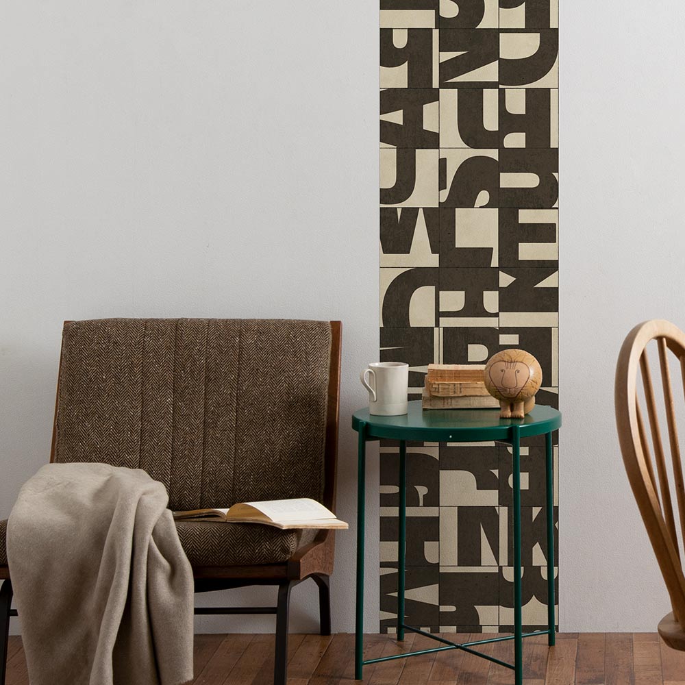 貼りやすいフリース壁紙（のりなし） WALLN レターブロック (49cm×2.5mサイズ) NKH-LB06