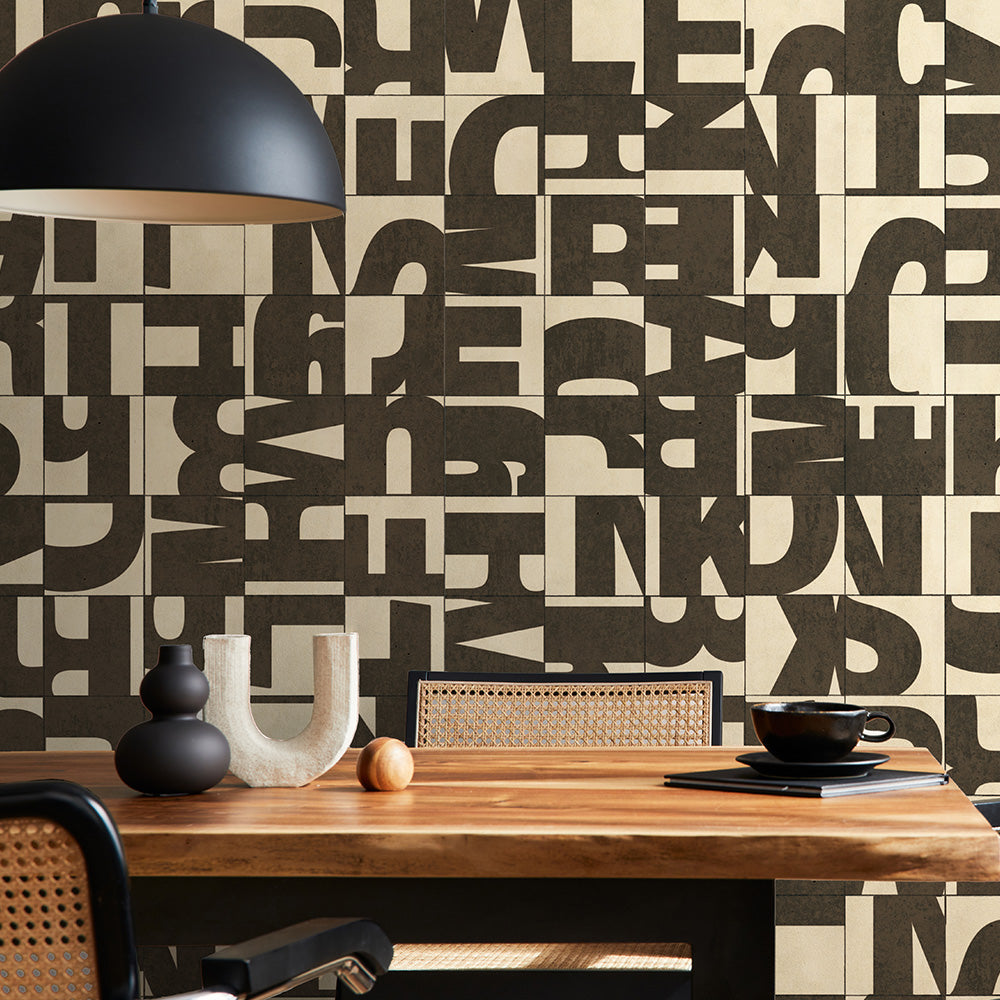 貼りやすいフリース壁紙（のりなし） WALLN レターブロック (49cm×3mサイズ) NKH-LB06