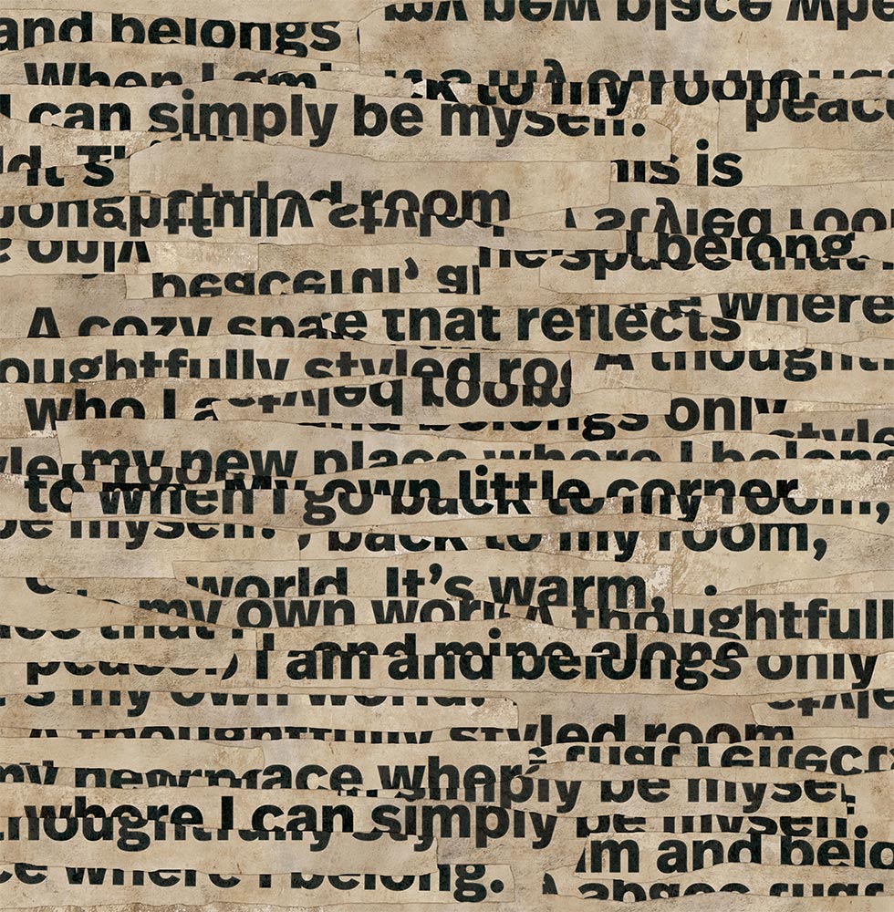 はがせるミューラル壁紙 シールタイプ WALLN レイヤードタイポグラフィ TKH-LT01 サンドベージュ