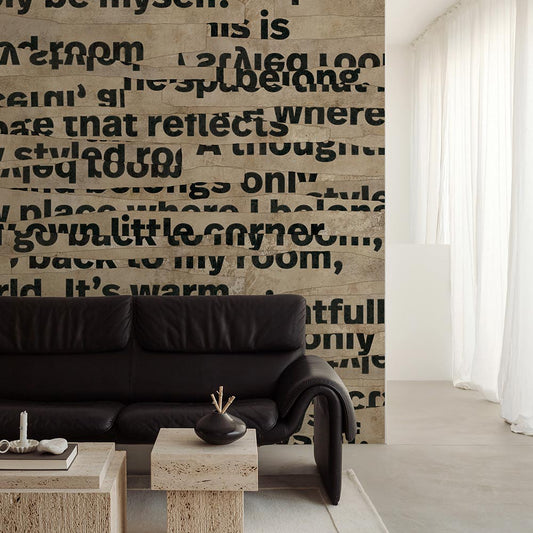 はがせるミューラル壁紙 のりなし WALLN レイヤードタイポグラフィ NKH-LT01 サンドベージュ