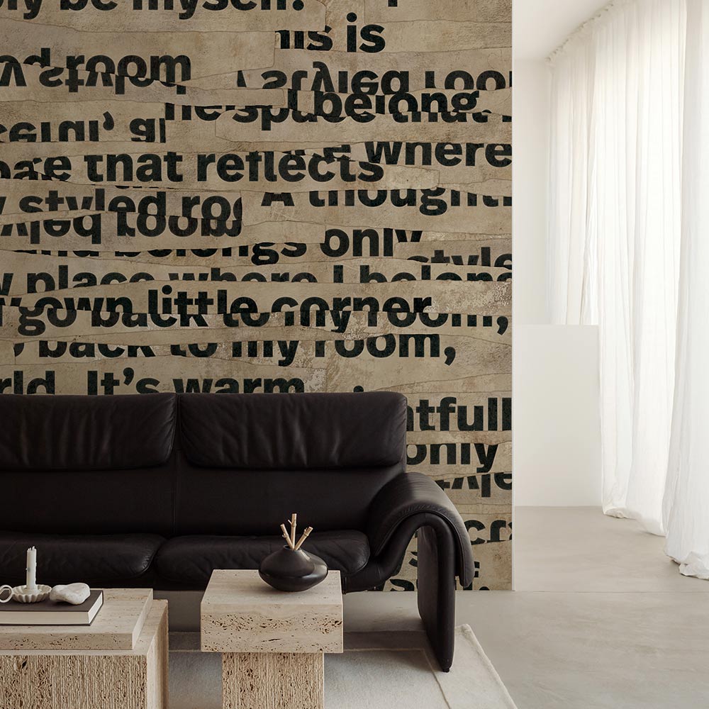 はがせるミューラル壁紙 シールタイプ WALLN レイヤードタイポグラフィ TKH-LT01 サンドベージュ