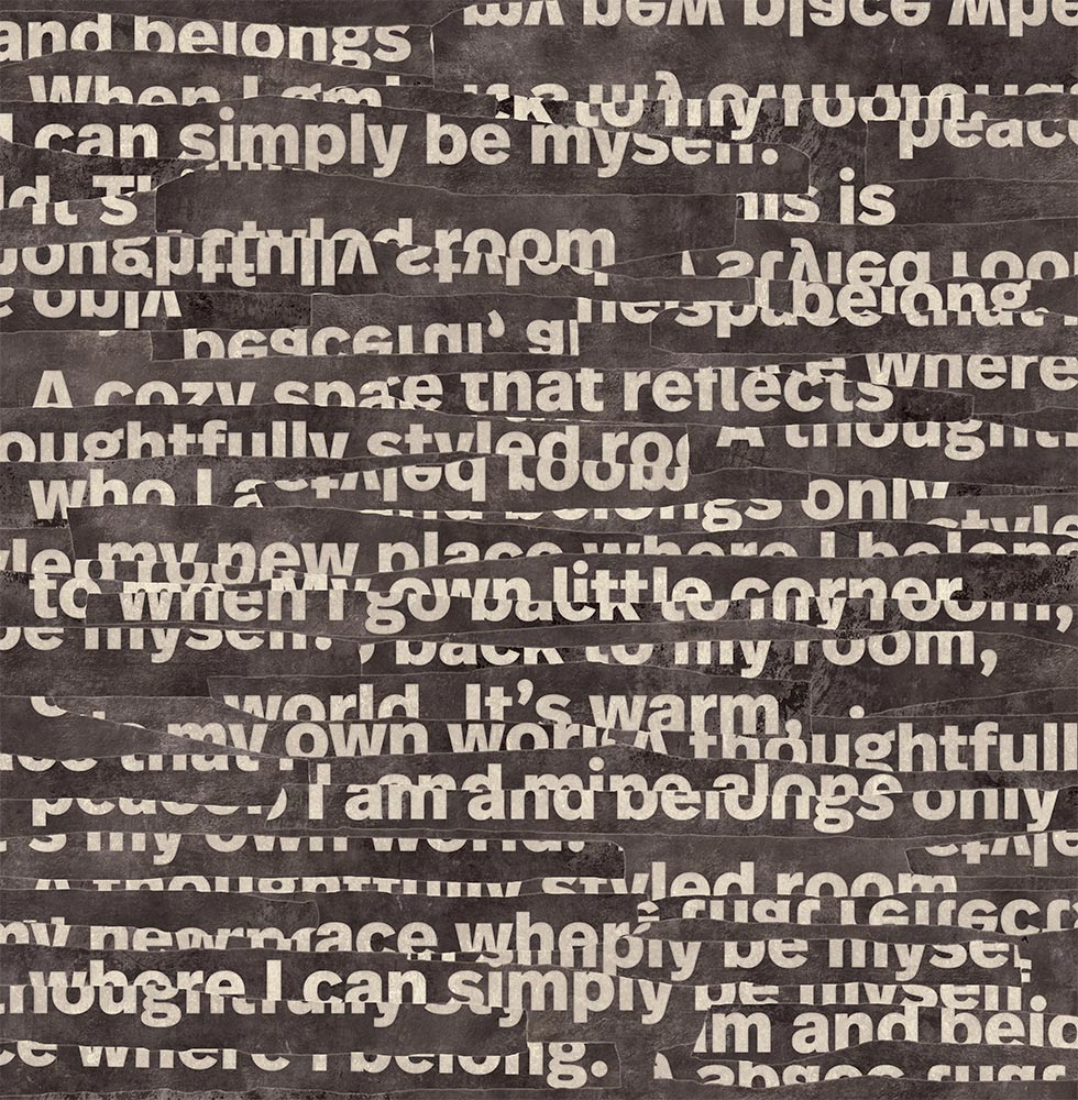 はがせるミューラル壁紙 のりなし WALLN レイヤードタイポグラフィ NKH-LT02 ブラック