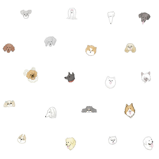 【サンプル】はがせる壁紙 のりなしタイプ What's poppin? Doggy’s Collection Faceful Friends カラー