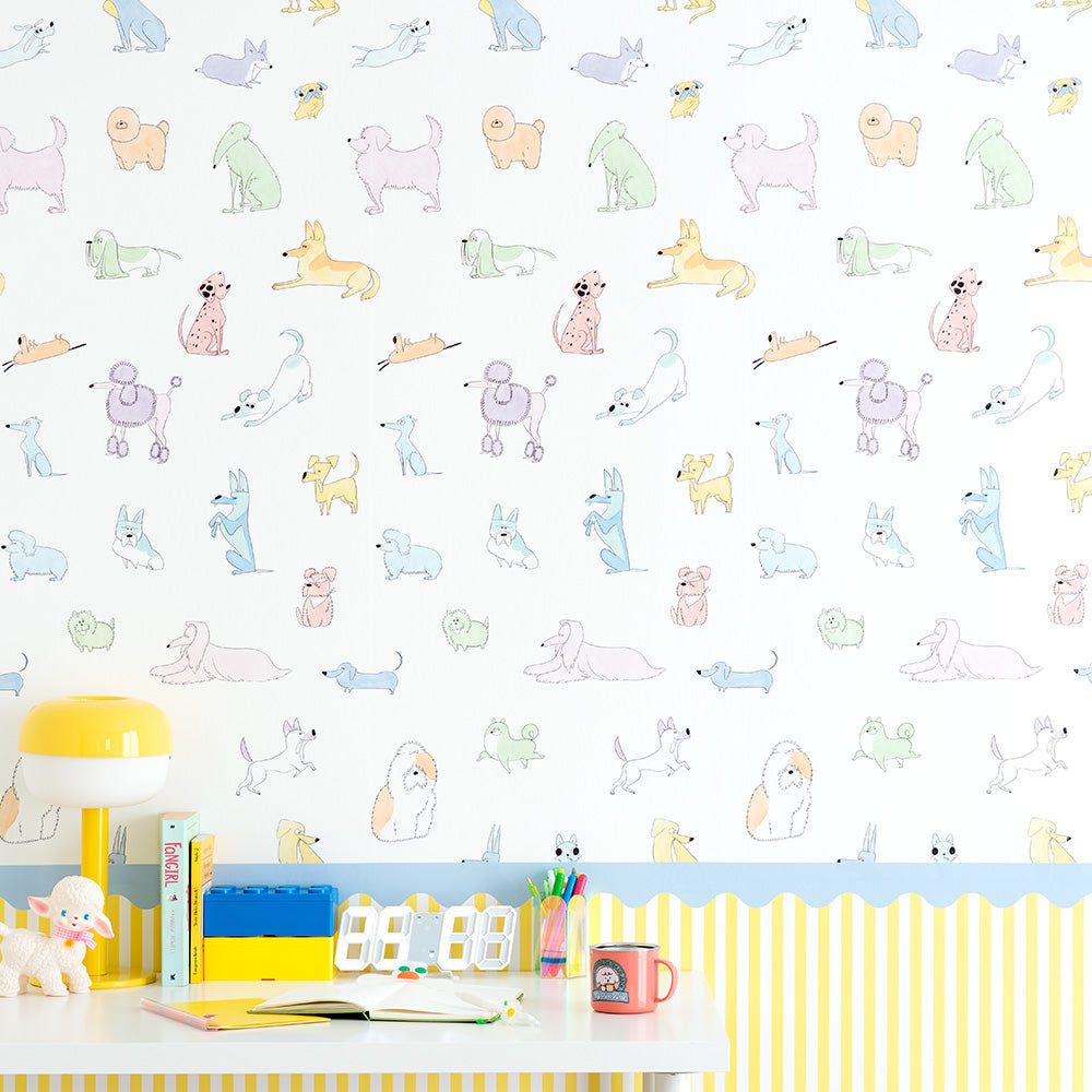 はがせる壁紙 のりなしタイプ What's poppin? Doggy’s Collection (49cm×3mサイズ) Colorful Parade