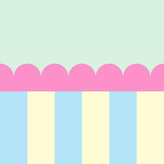 【サンプル】はがせる壁紙 のりなしタイプ What's poppin? ジェリーストライプ ミルキーフロート（スカラップ）