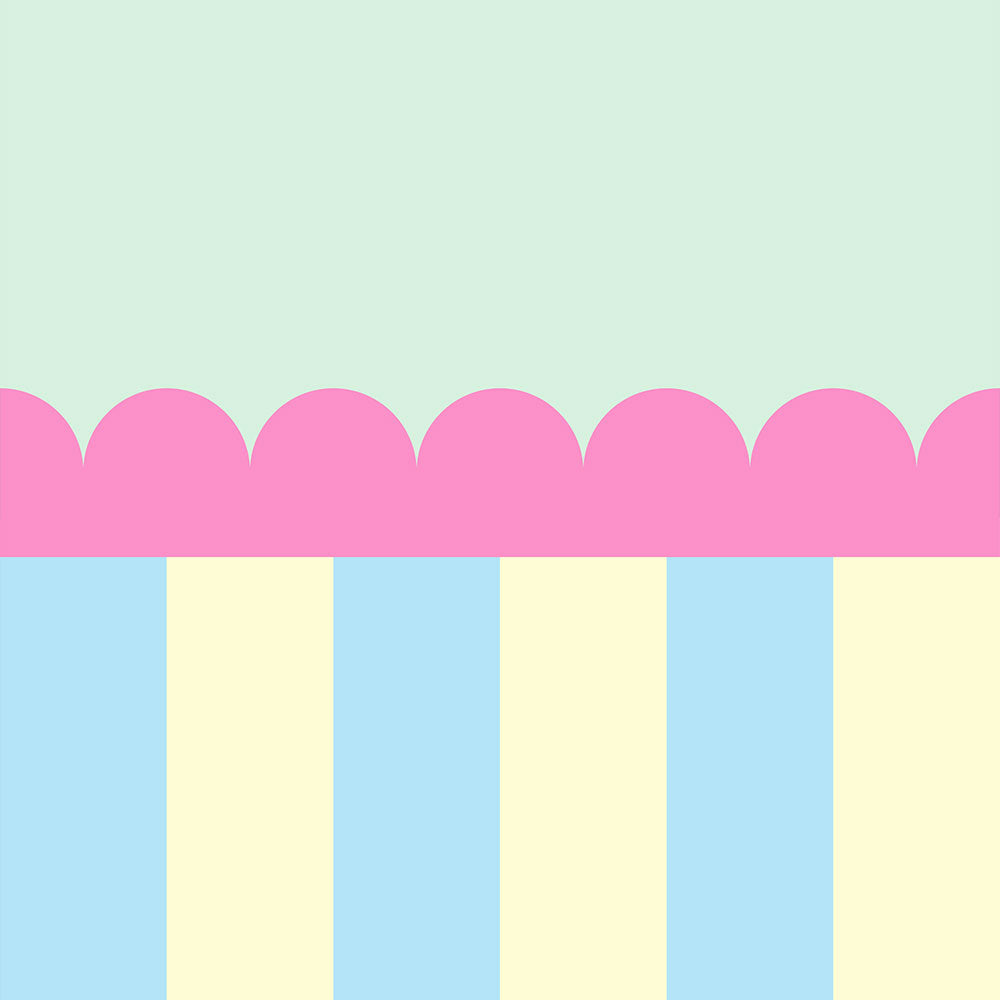 はがせる壁紙 のりなしタイプ What's poppin? ジェリーストライプ ミルキーフロート（スカラップ）