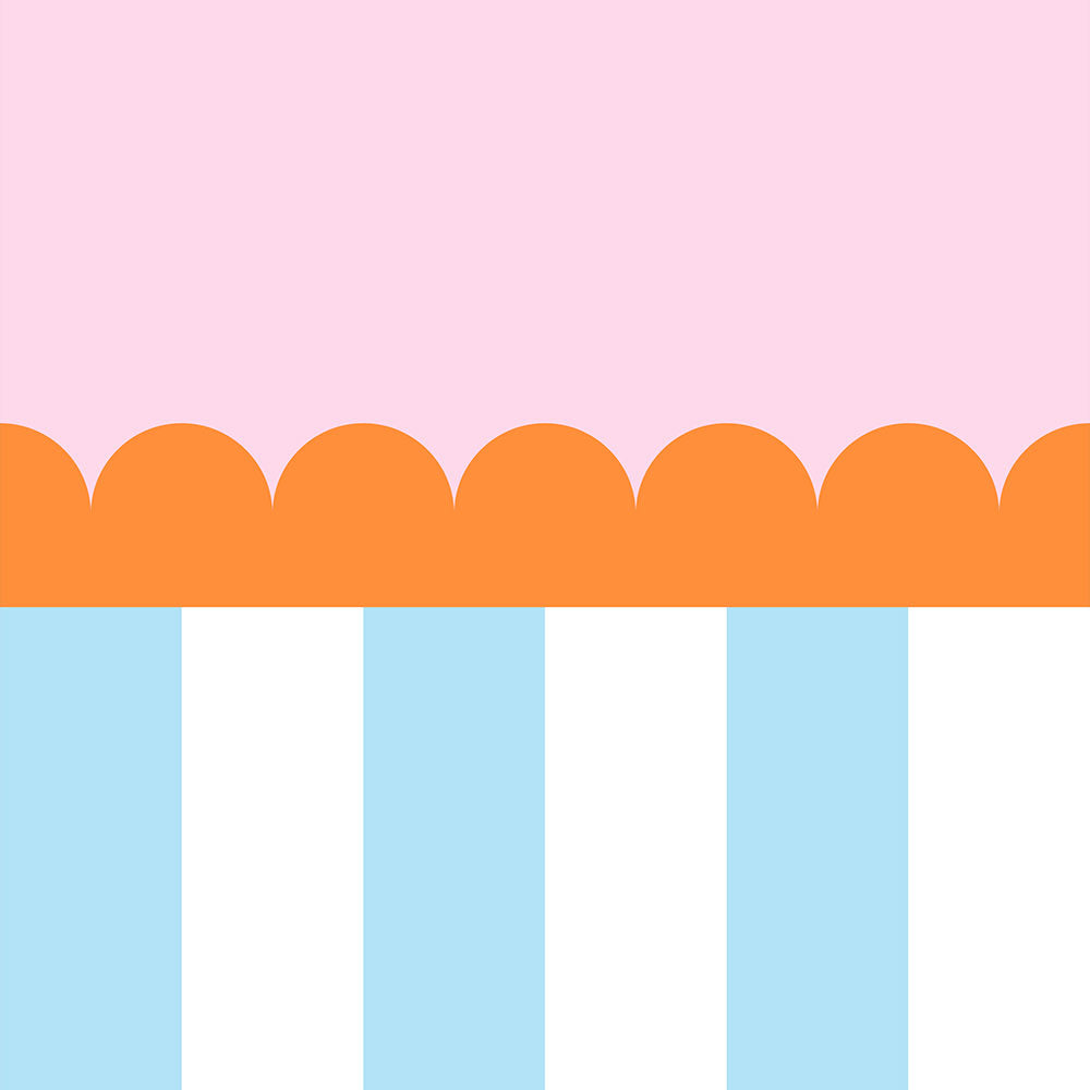 はがせる壁紙 シールタイプ What's poppin? ジェリーストライプ ミルキーフロート（スカラップ）