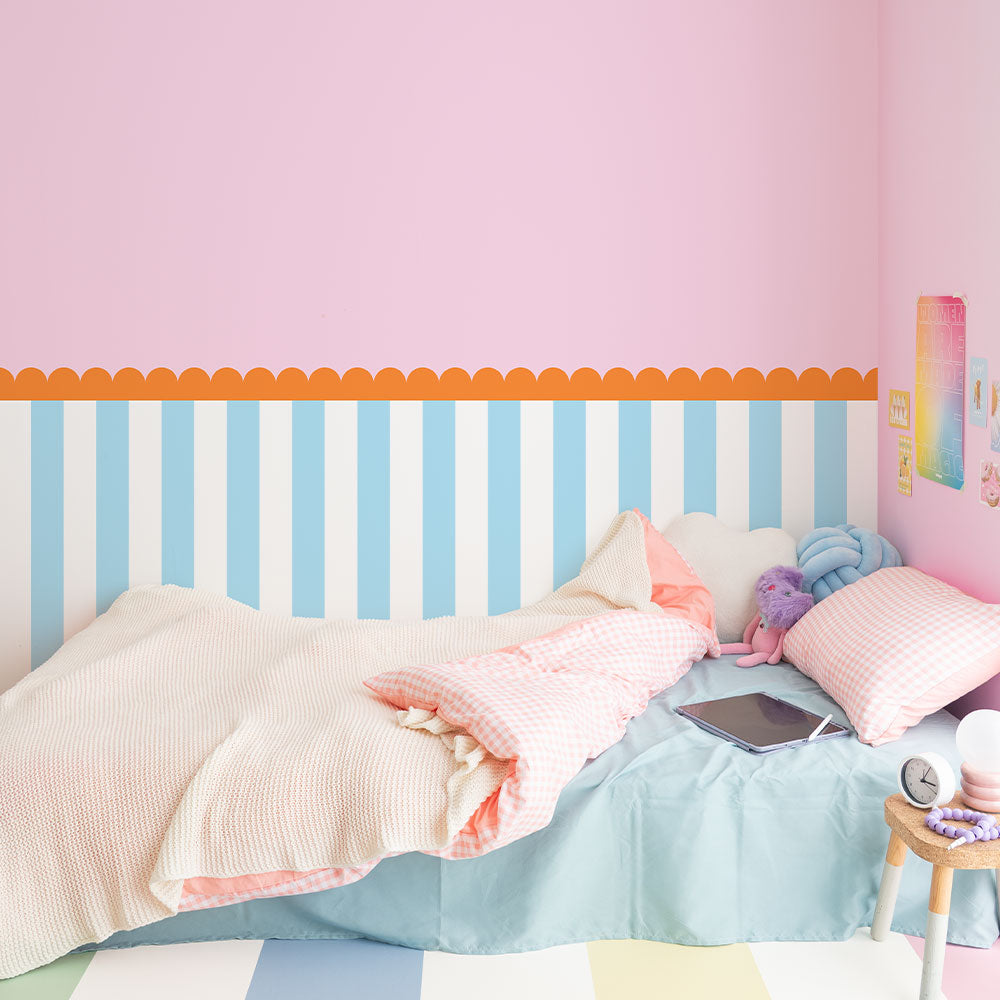 はがせる壁紙 のりなしタイプ What's poppin? ジェリーストライプ ピーチスプラッシュ（スカラップ）