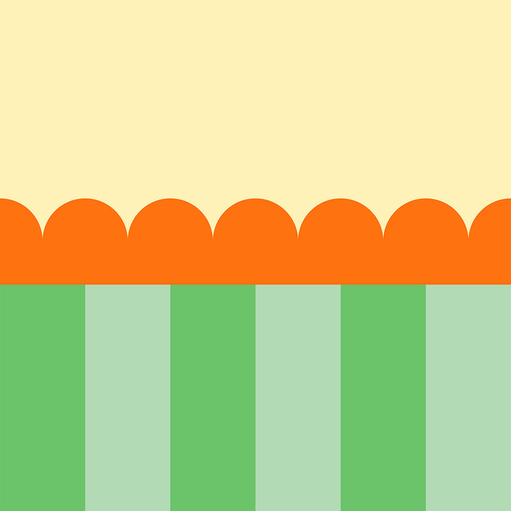 はがせる壁紙 のりなしタイプ What's poppin? ジェリーストライプ サニーガーデン（スカラップ）