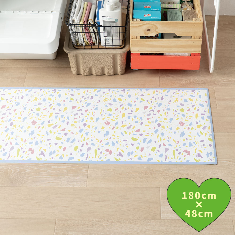 拭けるキッチンマット 「Sheete me ! (シーテミー)」 48cm×180cm POPPIN’ TERRAZZO マカロン What's poppin?