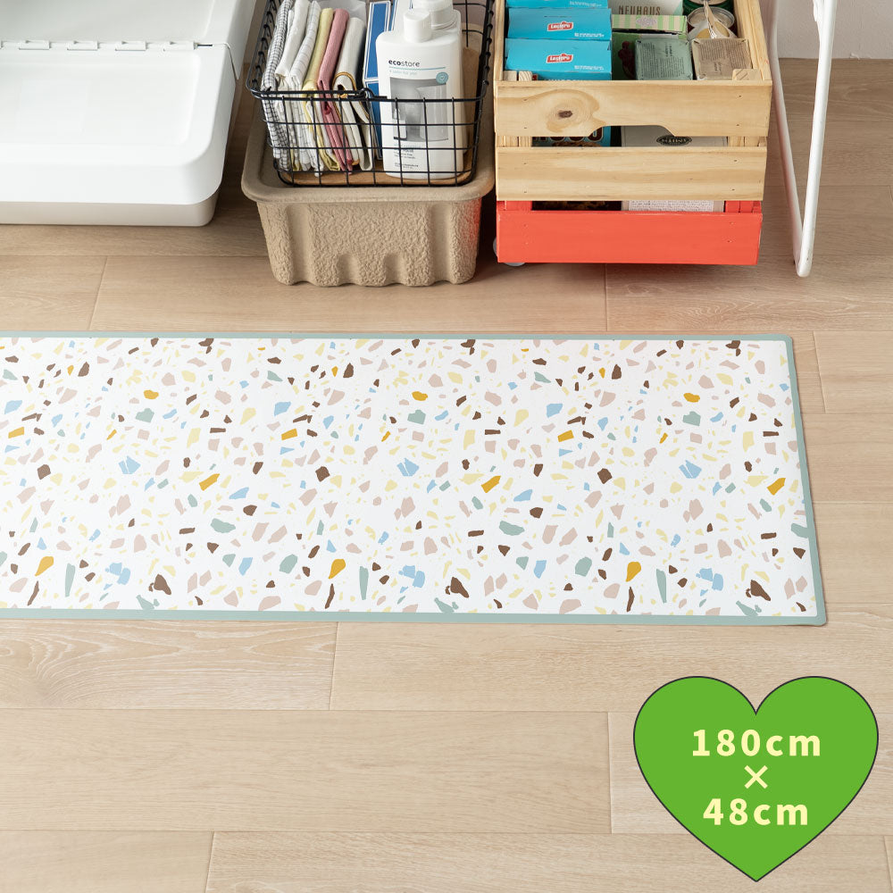 拭けるキッチンマット 「Sheete me ! (シーテミー)」 48cm×180cm POPPIN’ TERRAZZO コージーカプチーノ What's poppin?