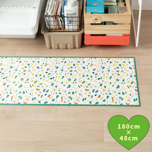 拭けるキッチンマット 「Sheete me ! (シーテミー)」 48cm×180cm POPPIN’ TERRAZZO ミックスベジタブル What's poppin?