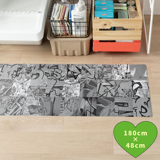 拭けるキッチンマット 「Sheete me ! (シーテミー)」 48cm×180cm アーバンスプラッシュ Neon Break / MONO What's poppin?