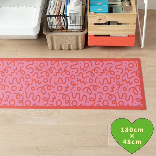 拭けるキッチンマット 「Sheete me ! (シーテミー)」 48cm×180cm WIGGLE WAVE スウィートビート What's poppin?