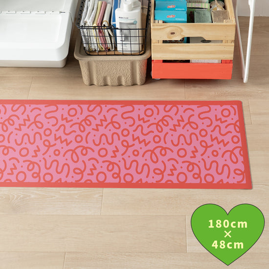 拭けるキッチンマット 「Sheete me ! (シーテミー)」 48cm×180cm WIGGLE WAVE スウィートビート What's poppin?