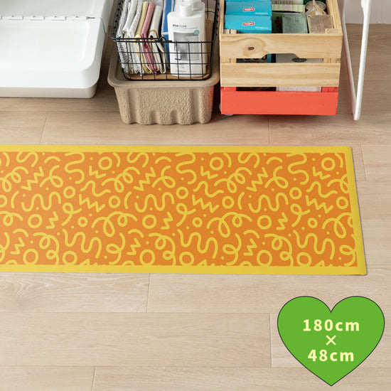 拭けるキッチンマット 「Sheete me ! (シーテミー)」 48cm×180cm WIGGLE WAVE ハニーグルーヴ What's poppin?