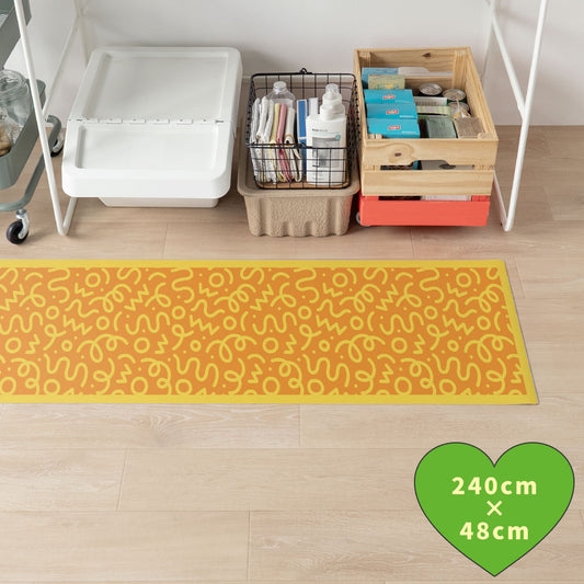 拭けるキッチンマット 「Sheete me ! (シーテミー)」 48cm×240cm WIGGLE WAVE ハニーグルーヴ What's poppin?