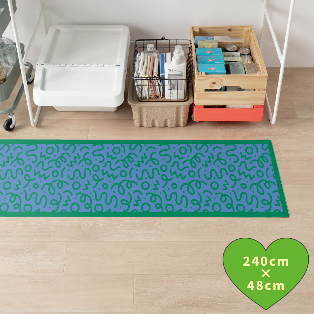 拭けるキッチンマット 「Sheete me ! (シーテミー)」 48cm×240cm WIGGLE WAVE クールトラック What's poppin?