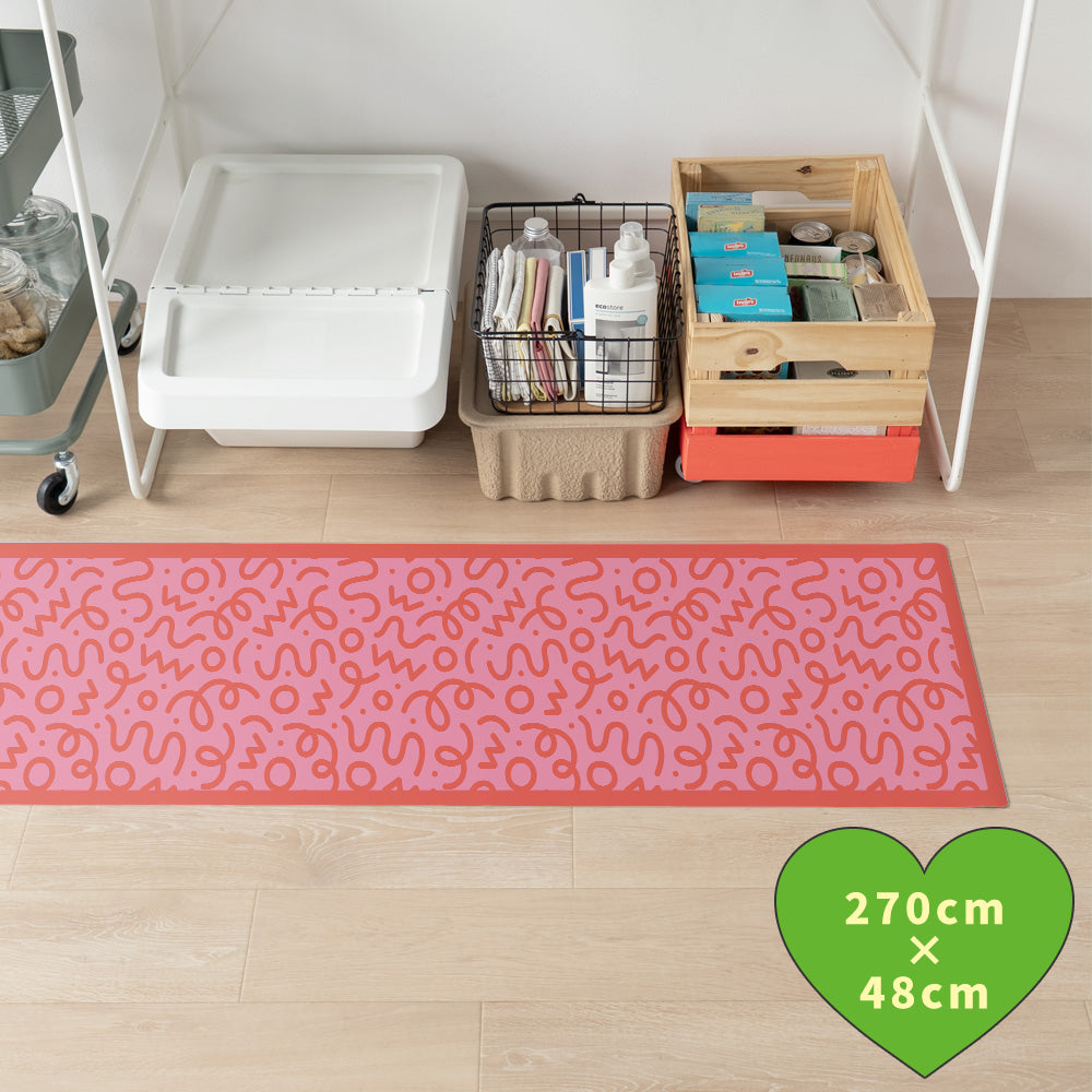 拭けるキッチンマット 「Sheete me ! (シーテミー)」 48cm×270cm WIGGLE WAVE スウィートビート What's poppin?