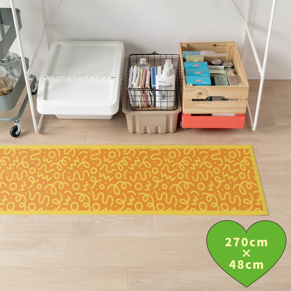 拭けるキッチンマット 「Sheete me ! (シーテミー)」 48cm×270cm WIGGLE WAVE ハニーグルーヴ What's poppin?
