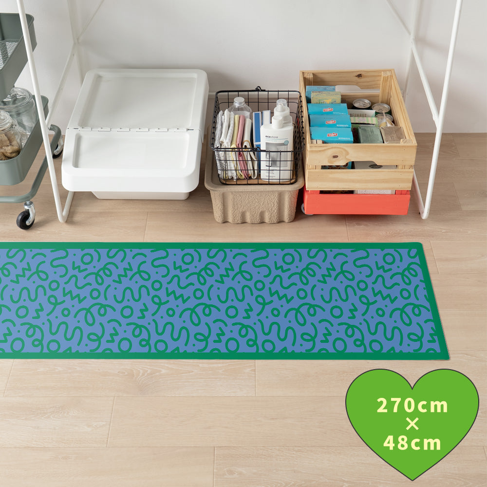 拭けるキッチンマット 「Sheete me ! (シーテミー)」 48cm×270cm WIGGLE WAVE クールトラック What's poppin?