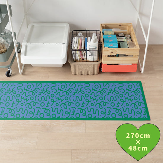 拭けるキッチンマット 「Sheete me ! (シーテミー)」 48cm×270cm WIGGLE WAVE クールトラック What's poppin?
