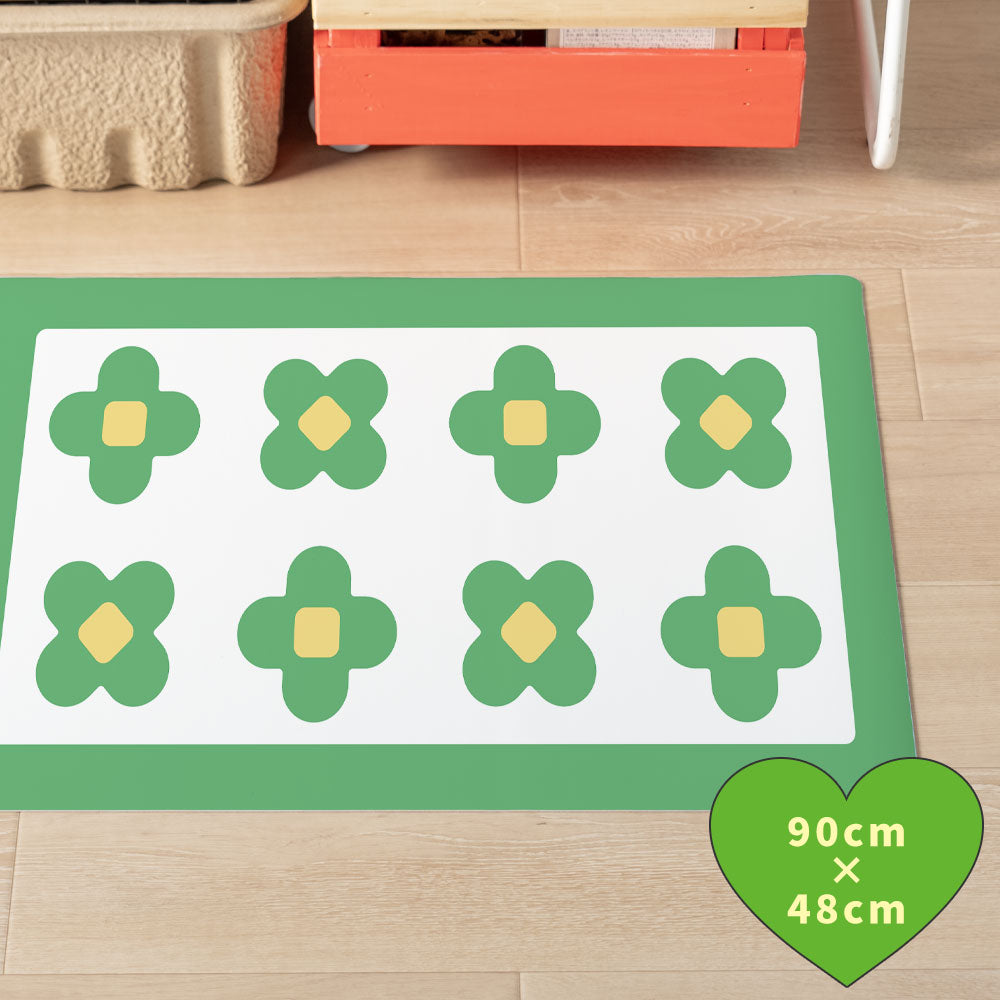 拭けるキッチンマット 「Sheete me ! (シーテミー)」 48cm×90cm BLOOM DAYS グリーングルーヴ What's poppin?