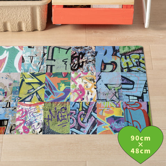 拭けるキッチンマット 「Sheete me ! (シーテミー)」 48cm×90cm アーバンスプラッシュ Neon Break / VIVID What's poppin?