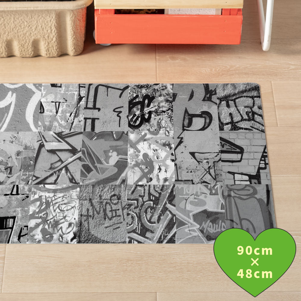 拭けるキッチンマット 「Sheete me ! (シーテミー)」 48cm×90cm アーバンスプラッシュ Neon Break / MONO What's poppin?