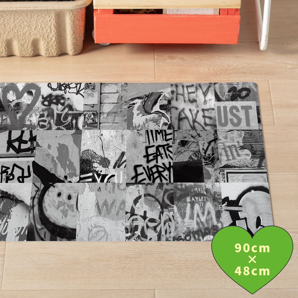 拭けるキッチンマット 「Sheete me ! (シーテミー)」 48cm×90cm アーバンスプラッシュ Hype Tag / MONO What's poppin?