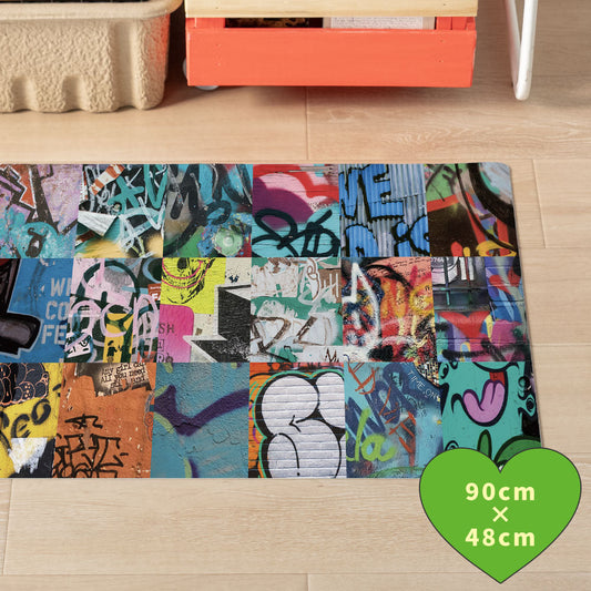 拭けるキッチンマット 「Sheete me ! (シーテミー)」 48cm×90cm アーバンスプラッシュ Neo Cipher / VIVID What's poppin?