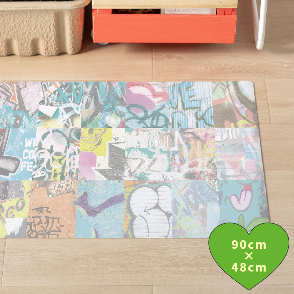 拭けるキッチンマット 「Sheete me ! (シーテミー)」 48cm×90cm アーバンスプラッシュ Neo Cipher / BRIGHT What's poppin?