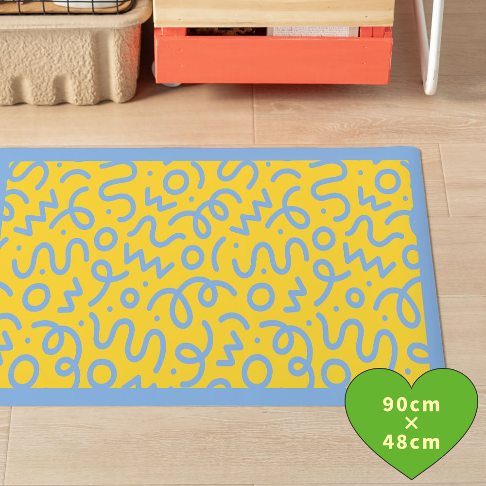 拭けるキッチンマット 「Sheete me ! (シーテミー)」 48cm×90cm WIGGLE WAVE サニーシャワー What's poppin?