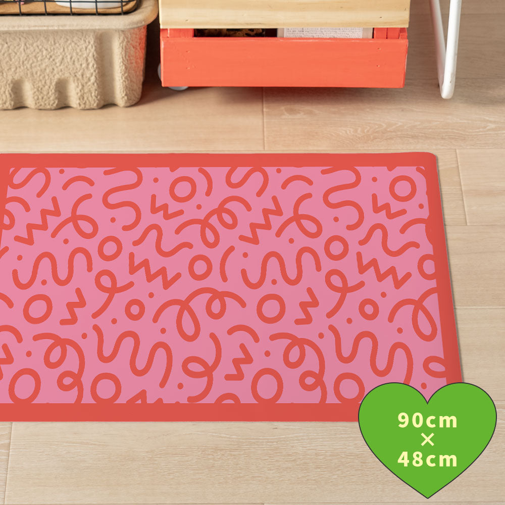 拭けるキッチンマット 「Sheete me ! (シーテミー)」 48cm×90cm WIGGLE WAVE スウィートビート What's poppin?