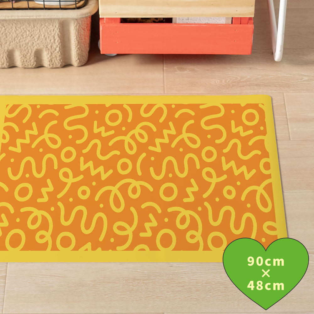 拭けるキッチンマット 「Sheete me ! (シーテミー)」 48cm×90cm WIGGLE WAVE ハニーグルーヴ What's poppin?