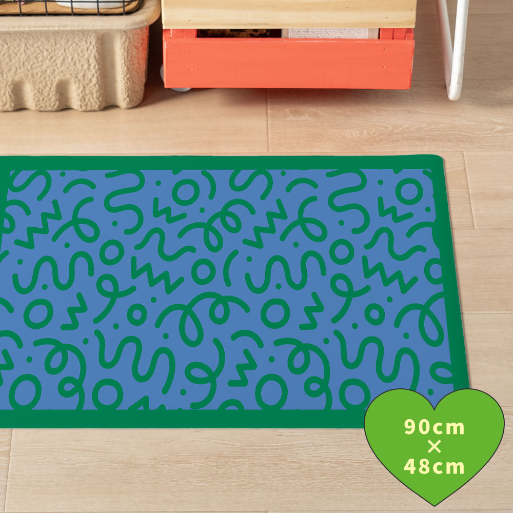 拭けるキッチンマット 「Sheete me ! (シーテミー)」 48cm×90cm WIGGLE WAVE クールトラック What's poppin?