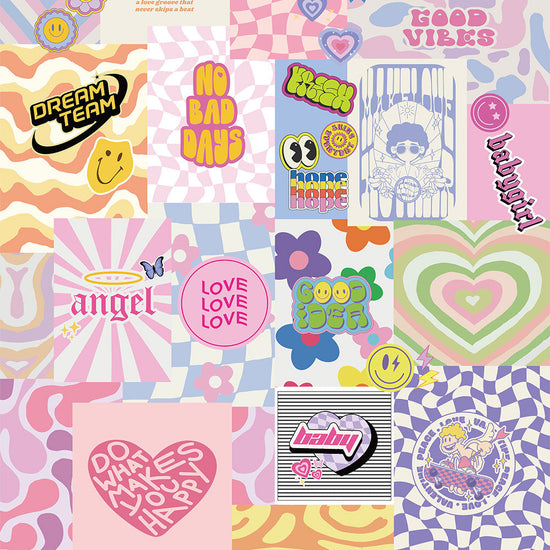 貼りやすいフリース壁紙 のりなしタイプ What's poppin? LUV collage